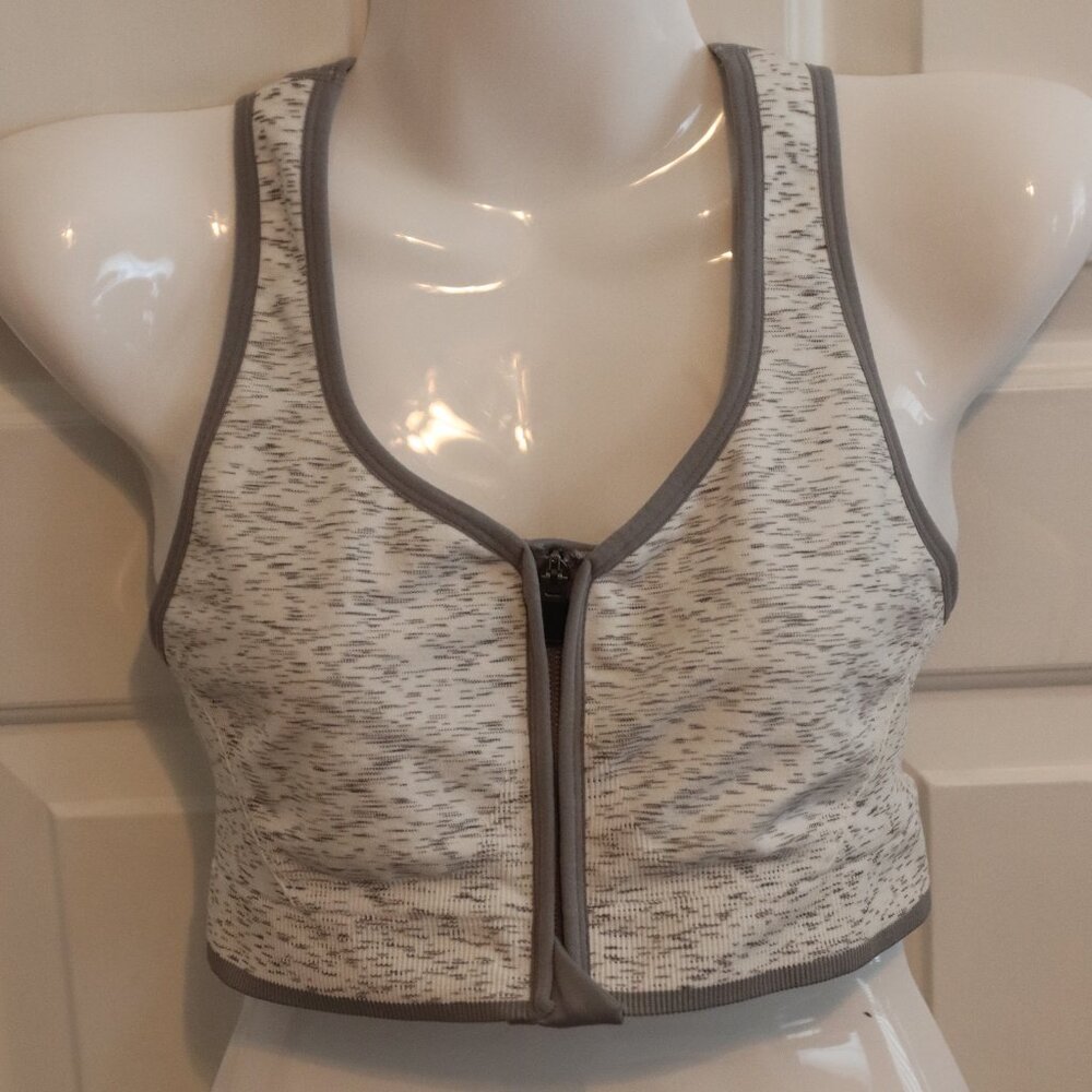 Avia Racerback Heather Grey Zip Front Sports Bra Size XL